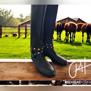 See by Chloe Janis Studded Tall Leather Boots In Nero Size 38 NWT no box